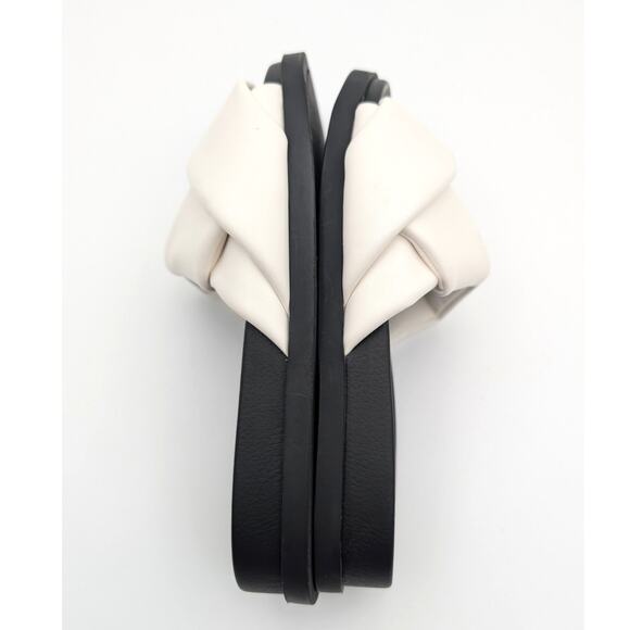 Open Edit Twisted Knot Flat Sandals Women's White/Black Size US7.5M EU38 - Picture 11 of 13